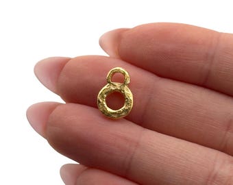 2 Tiny Double Loop Connector, Satin Gold Plated Component, Soldered Jump Ring, DIY Jewelry Making, Wholesale Golden Findings, ST592
