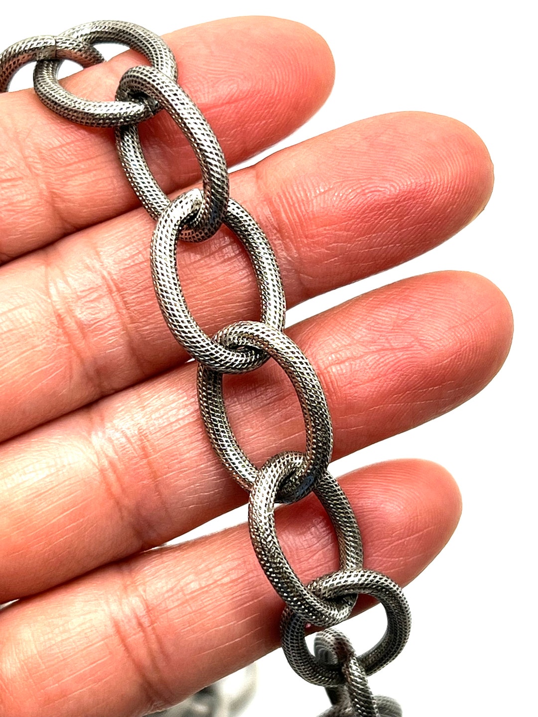 Extra Large Chunky Oval Chain, Antiqued Pewter Plated, Silver Findings ...