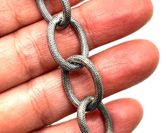 Extra Large Chunky Oval Chain, Antiqued Pewter Plated, Silver Findings, DIY Jewelry Making Supplies,Statement Chain by the Foot,P004-CH