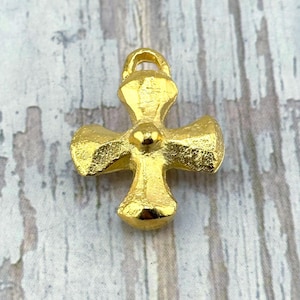 Satin Gold Plated Cross Pendant,DIY Jewelry Making Supplies,Wholesale Findings,Made in the USA,Bulk,Large Cross,Boho Charms,Artisan,ST300
