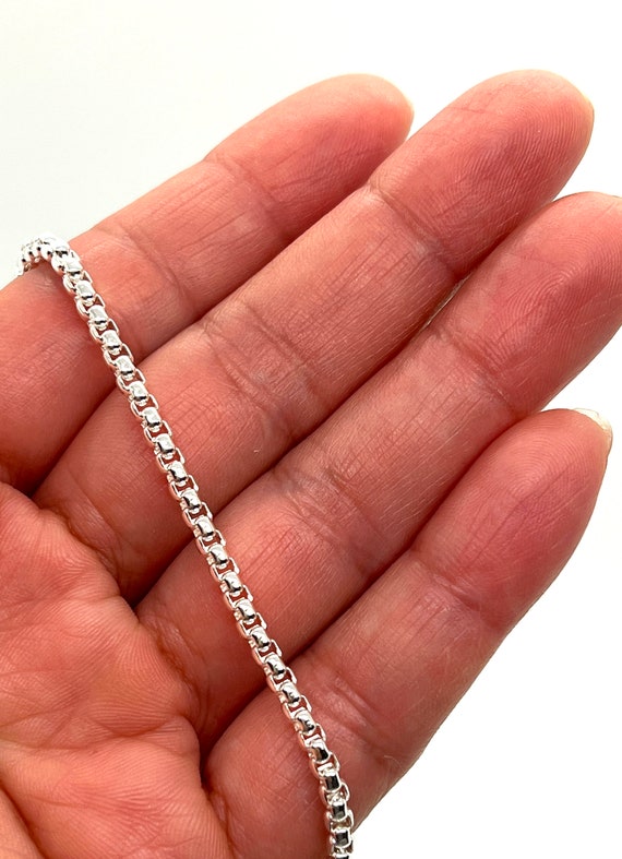 Silver Plated Stainless Steel Round Box Chain Wheat Chain Etsy