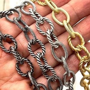 Chunky Large triple Cable Chain, 15x9mm Oval Chain, Mixed Links, Matte Gold Findings, DIY Jewelry Making supplies,Chain by the Foot