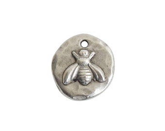 CLOSEOUT!  Bee Charm, 24k plated Antique Gold,Small Charms,Yoga Charm,Findings,Jewelry Making Supplies,Silver Bee Pendant,Silver Findings