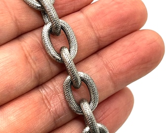 Thick Large Antique Silver Oval Cable Chain,  Silver Findings, DIY Jewelry Making Supplies, Chunky Chain by the Foot