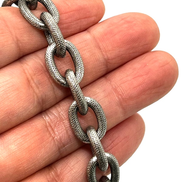 Thick Large Antique Silver Oval Cable Chain,  Silver Findings, DIY Jewelry Making Supplies, Chunky Chain by the Foot