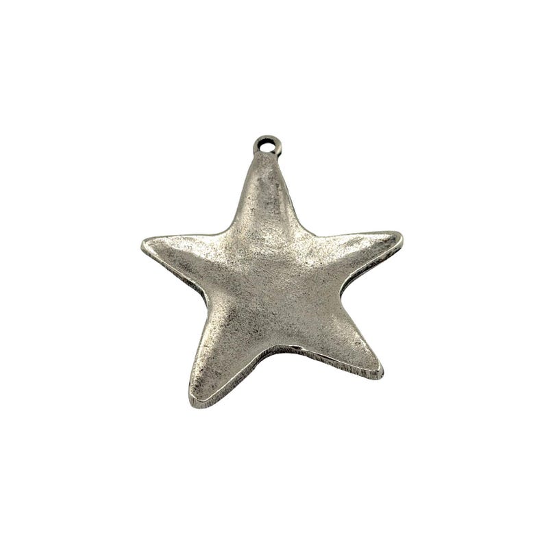 X-Large Rounded Star Pendant, Antiqued Pewter,Artisan Stamping Boho Charm, Galaxy,Made in USA,DIY Jewelry Findings,Boho,Wholesale,PT459 image 6