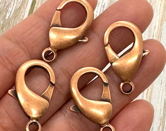 CLOSEOUT-XL 27mm Antique Copper Plated Lobster Clasp, Copper Findings,DIY Jewelry Making Supplies,Wholesale Bulk Component,Brass Large Clasp