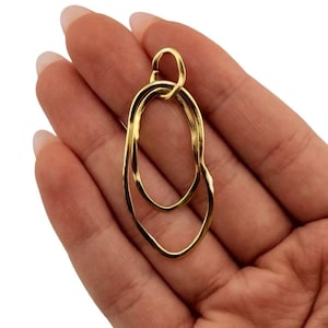 Double Irregular Loop Pendant, Antiqued Gold Plated, Gold Jewelry Findings, Two Hoop Pendant, DIY Earring Findings, AG749