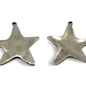 X-Large Rounded Star Pendant, Antiqued Pewter,Artisan Stamping Boho Charm, Galaxy,Made in USA,DIY Jewelry Findings,Boho,Wholesale,PT459 image 4