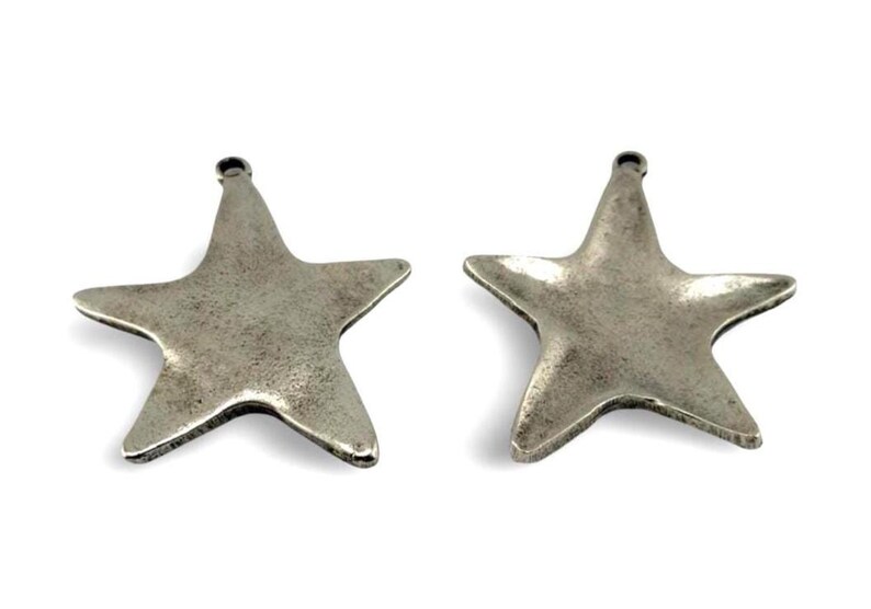 X-Large Rounded Star Pendant, Antiqued Pewter,Artisan Stamping Boho Charm, Galaxy,Made in USA,DIY Jewelry Findings,Boho,Wholesale,PT459 image 4