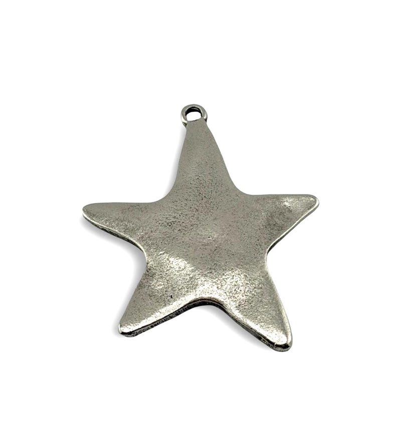 X-Large Rounded Star Pendant, Antiqued Pewter,Artisan Stamping Boho Charm, Galaxy,Made in USA,DIY Jewelry Findings,Boho,Wholesale,PT459 image 2