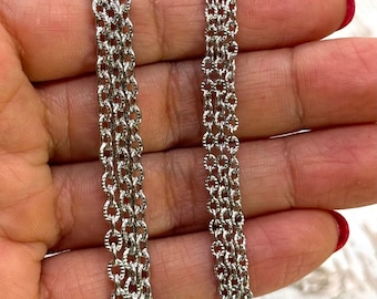 Stainless Steel Dainty Textured Cable Chain, Silver Chain, Non tarnish Findings, Jewelry Making Supplies, Chain by the Foot,Minimalist Chain