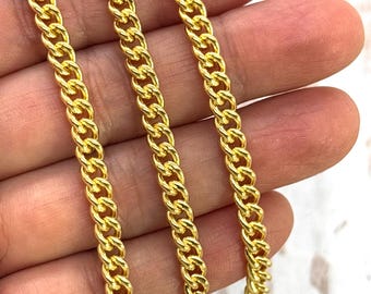 Small Curb Chain by the Foot,Satin Gold Plated Findings DIY Jewelry Supplies,Satin Gold Plated,Wholesale Bulk Components,Boho Chains,S089-CH