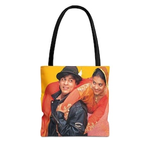Shah Rukh Khan Kajol dubbelzijdige draagtas, DDLJ-draagtas, schattige Bollywood-draagtas, SRK-tas, Bollywood-tas, dubbelzijdige draagtas, Dilwale Dulhania