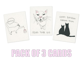 Pack de cartes de chat / Cartes d'anniversaire drôles de chat / Jolie carte d'anniversaire / Joyeux anniversaire / Cadeau d'anniversaire drôle / Chats rigolos / Chat rigolo / Anniversaire