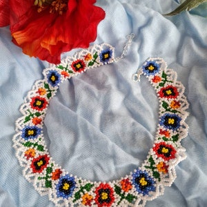 Traditional ukrainian beaded necklace sylyanka flowery choker