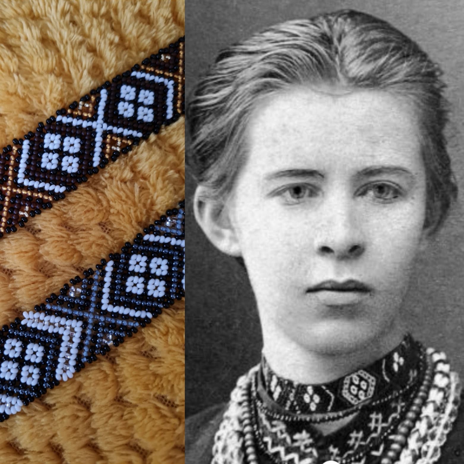 Traditional ukrainian sylyanka beaded necklace choker Lesya Ukrainka