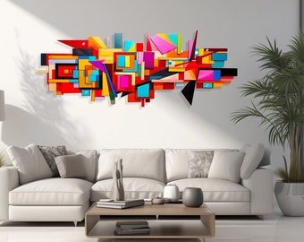 Abstract Print on Plexiglass Extra Large Wall Decor Maximalist Wall Art Indoor/Outdoor Wall Sculpture Mid Century Modern