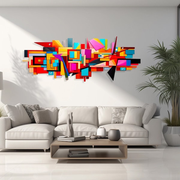 Abstract Print on Plexiglass Extra Large Wall Decor Maximalist Wall Art Indoor/Outdoor Wall Sculpture Mid Century Modern