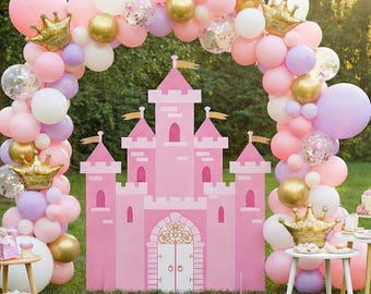 Princess Castle Birthday Backdrop Watercolor Pastel Birthday Background Gold Glitter Royal Party Cake Table Decoration Photo Booth Props 7x5ft P 346766652