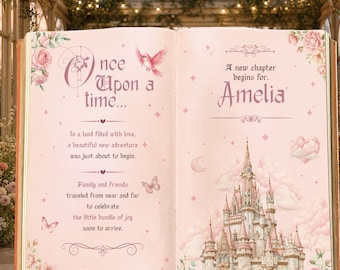 Once Upon A Time Book Backdrop, Princess Castle, Storybook, First Birthday Decor, Welcome Sign, Fairytale  Baby Shower