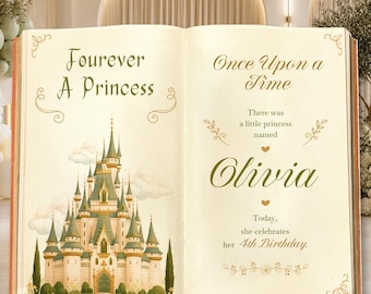 Fourever A Princess Book Backdrop, Castle, Storybook, 4th Birthday Decor, Welcome Sign, Fairytale, Happily Ever After, Once Upon A Time