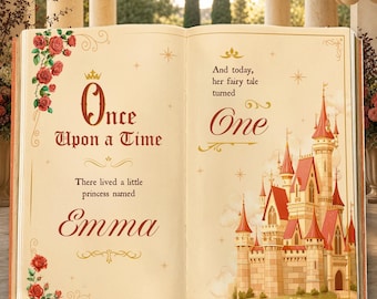 Once Upon A Time Book Backdrop, Princess Castle, Storybook, First Birthday Decor, Welcome Sign, Fairytale Baby Shower, Happily Ever After