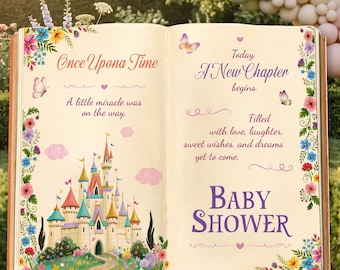 Once Upon A Time Baby Shower, Book Backdrop, Princess Castle, Storybook, 1st Birthday Decor, Welcome Sign, Fairytale
