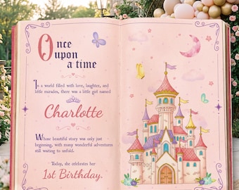 Once Upon A Time Book Backdrop, Princess Castle, Storybook, First Birthday Decor, Welcome Sign, Fairytale Baby Shower, Happily Ever After