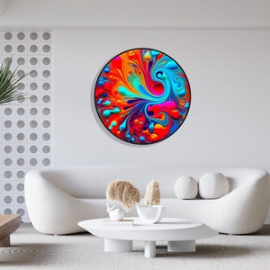 Pop Art Multicolor LED Wall Art Illuminated Round Display Artwork Wall Decor 3D Contemporary Art Lighted Wall Art Fluid Art Christmas Gifts