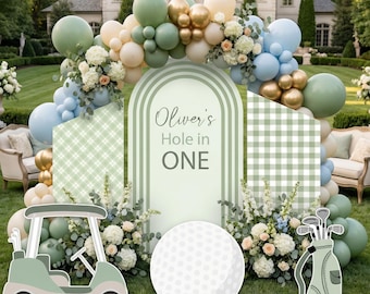Hole in One Birthday Cutouts, Green Golf Party Decor, Golf Baby Shower, 1st Birthday, Baby Shower