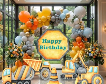 Construction Party Cutouts, Construction Birthday Decoration,  Construction Cars Baby Showers, Vehicles Props, Construction Birthday Themed