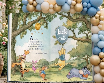 Winnie the Pooh Large Backdrop, Storybook, Open Book, First Birthday Decor,  Welcome Sign, New Baby, Fairytale, Baby Boy
