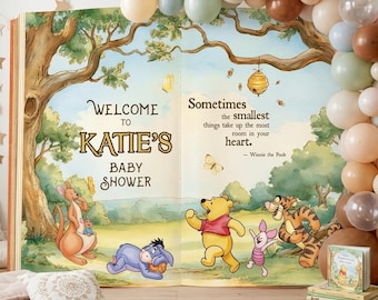 Winnie the Pooh Backdrop, Storybook, Open Book, First Birthday Decor,  Welcome Sign, New Baby, Bear Baby Shower, Baby Announcement Sign
