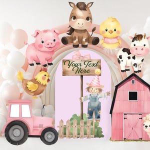 Farm Animals Cutout Set, Ranch Animals Party, Pink Barnyard Birthday Prop, Custom Farm Animal Standee,Baby Shower Decoration,Farmhouse Party