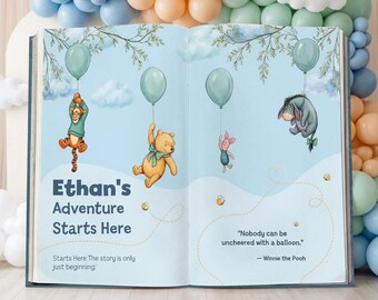 Winnie the Pooh Blue Backdrop, Storybook, Open Book, First Birthday Decor,  Welcome Sign, Baby Boy, Fairytale, Baby Shower