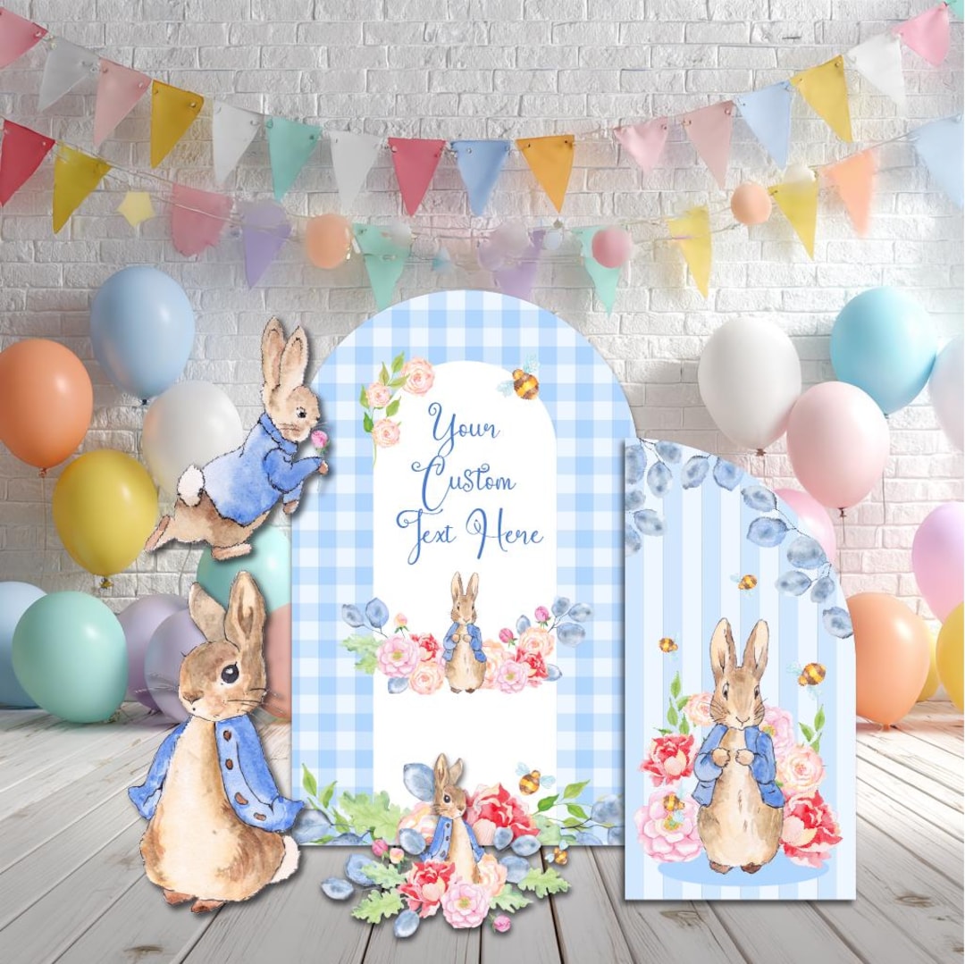 Blue Floral Peter Rabbit Cutout, Boys Baby Shower Decor, 1st Birthday ...
