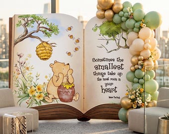 Classic Winnie the Pooh Book Backdrop, Storybook Baby Shower Book, 1st Birthday Decor, Old Book Theme Props, Welcome Sign