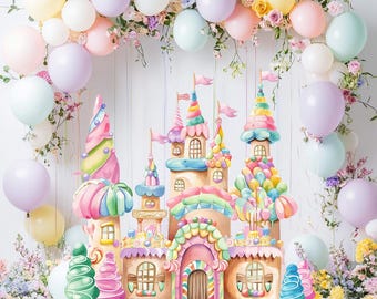Decorazione ritagliata Candyland, decorazione gelato tema festa di compleanno stand up prop, decorazione castello baby shower, lecca lecca prop, negozio di dolciumi