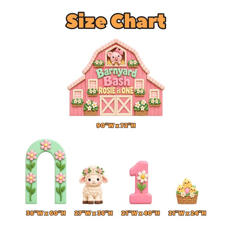 Barnyard Bash Girl First Birthday Backdrop, Personalized 3D Look Pink ...