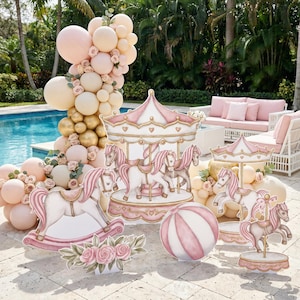 Carousel Cutout Prop, Carousel Party Decoration, Centerpieces Standee ...