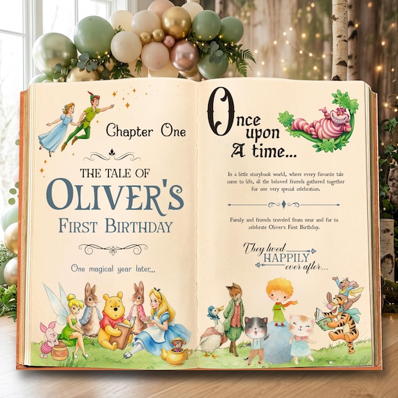 Once Upon A Time Backdrop, One for the Book, Storybook, First Birthday, Welcome Sign, Fairytale, Peter Rabbit Baby Shower, Winnie the Pooh