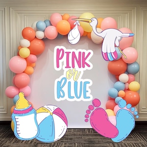 Pink Or Blue, Gender Reveal Party Decoration,Gender Reveal Yard Sign Decoration,Boy or Girl,Gender Announcement,Standee Cutouts Centerpieces