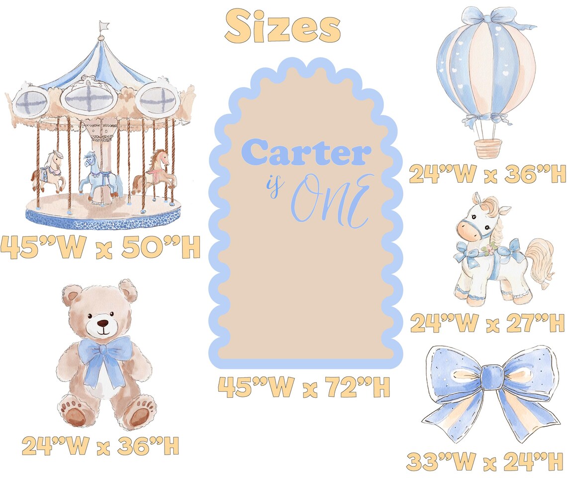 Blue Teddy Bear Cutouts, Boy Baby Shower Decoration, Hot Air Balloon ...