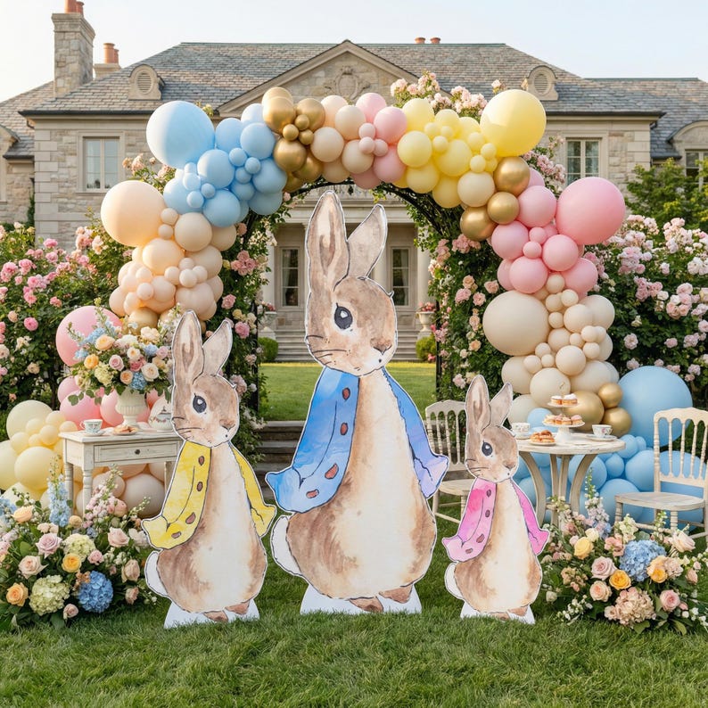Peter Rabbit Cutout Decoration, Rabbit Baby Shower Decor, Backdrop Decor, Yard Sign Art, Garden Decor,Easter Bunny Art,Rabbit Garden Stakes image 9