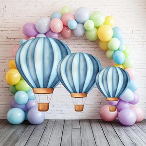 Recortes de decoración para fiestas con globos aerostáticos, recortes de fondos, letreros para centros de mesa, globos aerostáticos para baby shower, accesorios para fiestas recortados con coroplast