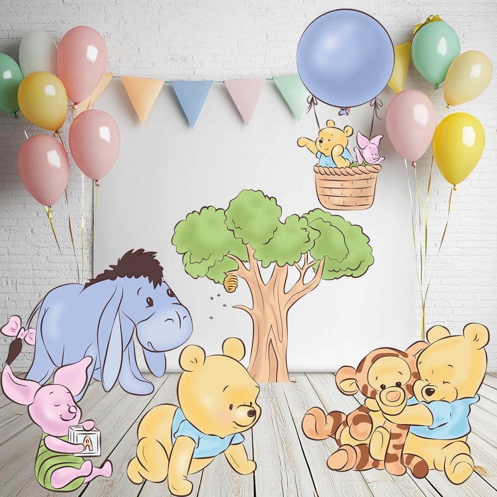 Baby Winnie the Pooh Cutout Decoration, Blue Baby Shower Decor, Backdrop Decor, Baby Boy, Centerpieces, Boy Birthday, Classic Bear Props
