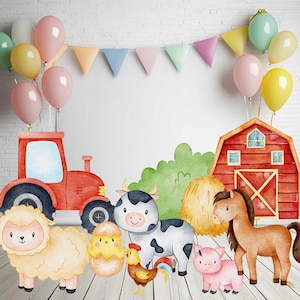 Farm Animals Cutouts Set, Ranch Animals Party, Barnyard Birthday Prop, Farm Animal Standee, Baby Shower,Farm Themed Party Decor,Centerpieces