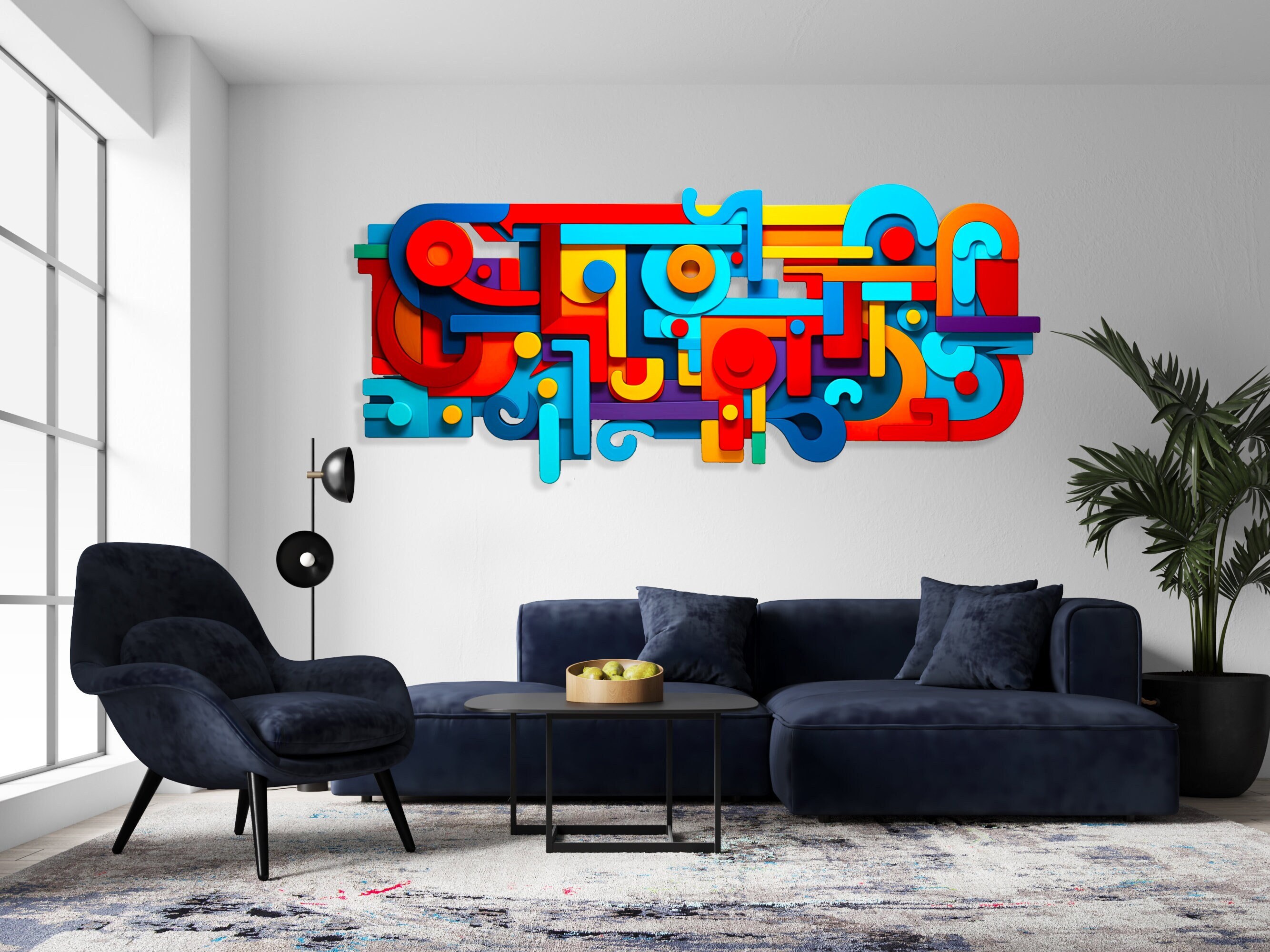 Scandinavian Art Large Colorful Wall Art Abstract Print Modern Art