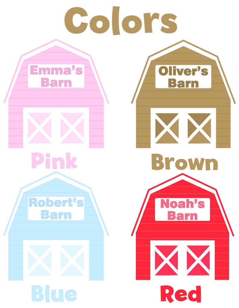 Barnyard Cutout, Ranch Animals Party, Pink Barn, Blue Barn, Brown Barn ...